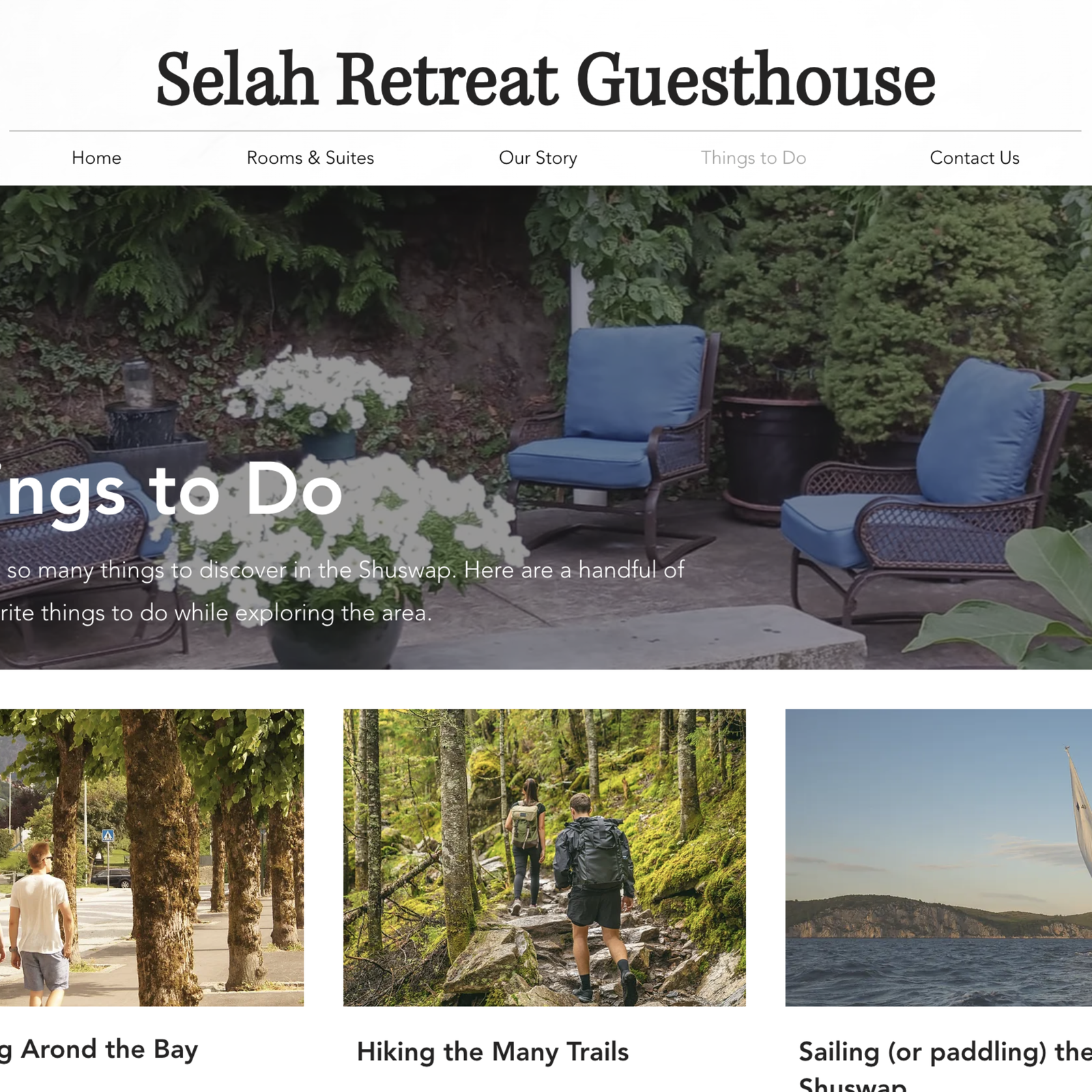 Things to do in the Shuswap redesign created by our Global UIUX design agency.
